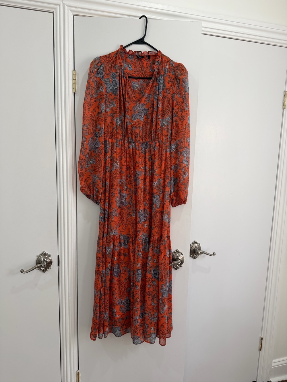 Emme MARELLA Orange Paisley Floral Tiered Maxi Dress